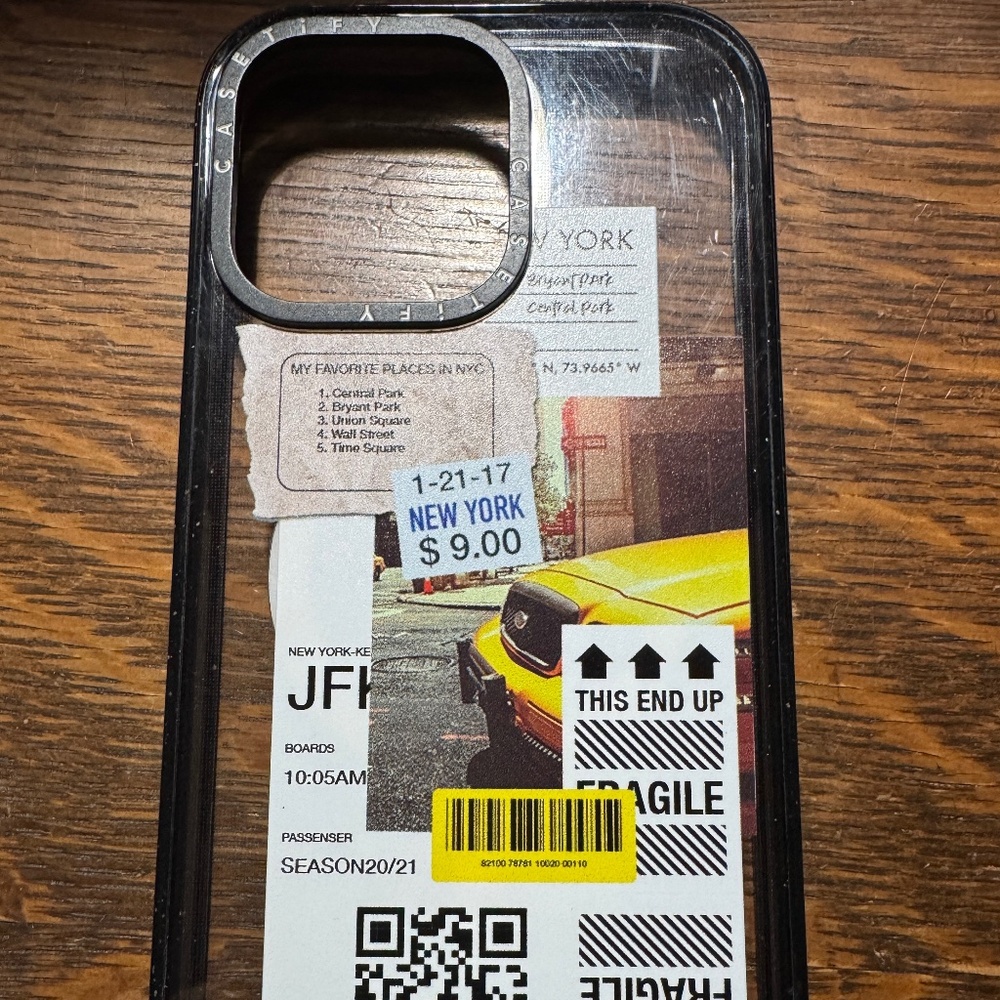 Casetify iPhone 15 Pro Max Impact Case. Clear with NY Graphic.